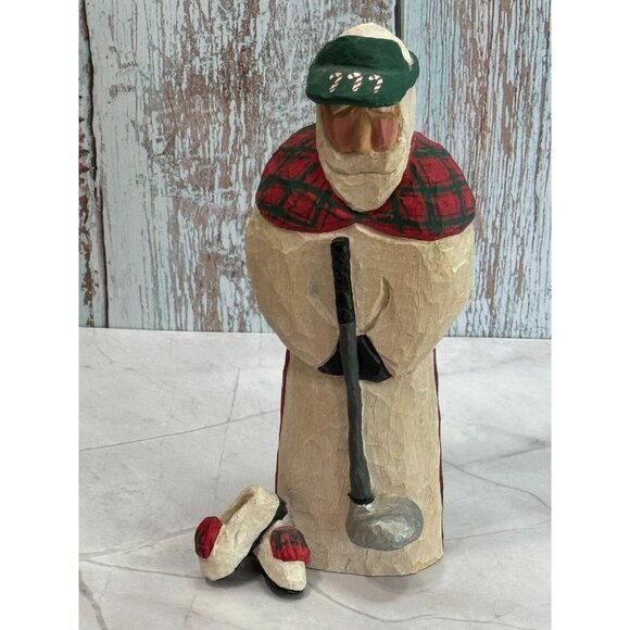 MacDonald Claus 1997 Carved Wood Scottish Golfer Figurine Scotland Signed Artist - Picture 2 of 10